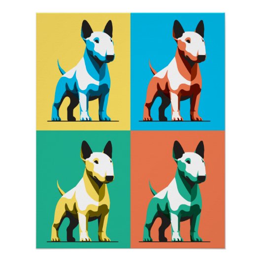 Bull Terrier kleurrijk Perfect Poster (Voorkant)