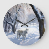 Bull Terrier Laat het sneeuwen Kerstmis Grote Klok (Voorkant)