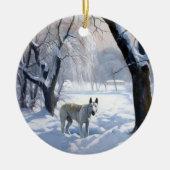 Bull Terrier Laat het sneeuwen Kerstmis Keramisch Ornament (Voorkant)