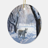 Bull Terrier Laat het sneeuwen Kerstmis Keramisch Ornament (Links)
