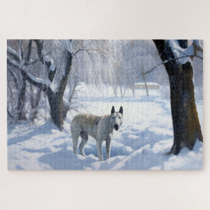 Bull Terrier Laat het sneeuwen Kerstmis Legpuzzel