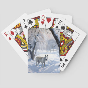 Bull Terrier Laat het sneeuwen Kerstmis Pokerkaarten