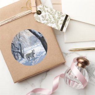 Bull Terrier Laat het sneeuwen Kerstmis Ronde Sticker