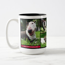 Bull Terrier "Live Love Laugh" foto-mok Tweekleurige Koffiemok
