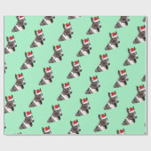 Bull Terrier met een kersthat Cadeaupapier (Vlak)