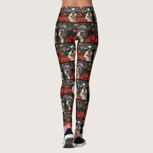 Bull Terrier met hart Rozen Valentijnsdag Leggings (Achterkant)