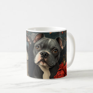 Bull Terrier Met Hartrozen Valentijnsdag Koffiemok
