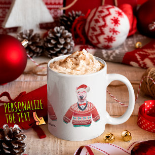 Bull Terrier met lelijke trui Kerst hond liefhebbe Koffiemok