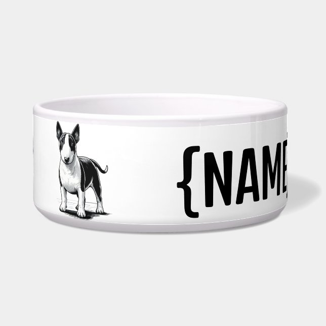 Bull Terrier met NAAM Bowls Voerbakje (Voorkant)