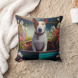 Bull Terrier op een peddel: Een Schilderachtig avo Kussen