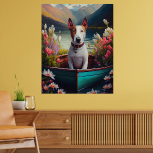 Bull Terrier op een peddel: Een Schilderachtig avo Poster