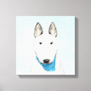 Bull Terrier Painting - Cute Original Dog Art Canvas Afdruk