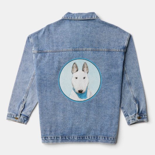 Bull Terrier Painting - Cute Original Dog Art Denim Jacket (Achterkant)