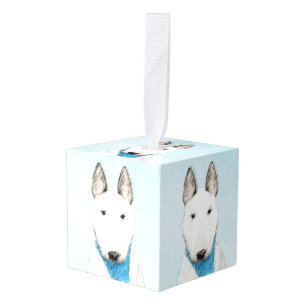 Bull Terrier Painting - Cute Original Dog Art Kubus Ornament