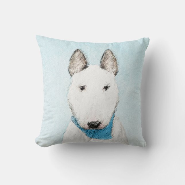 Bull Terrier Painting - Cute Original Dog Art Kussen (Voorkant)