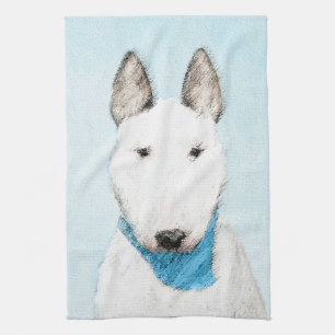 Bull Terrier Painting - Cute Original Dog Art Theedoek