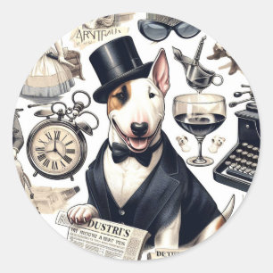  Bull Terrier Pattern Ronde Sticker