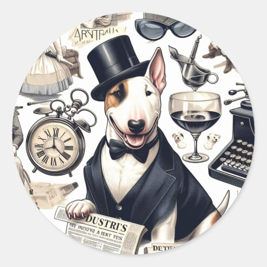  Bull Terrier Pattern Ronde Sticker (Voorkant)