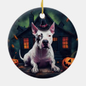 Bull Terrier pompoenen Halloween eng Keramisch Ornament (Achterkant)