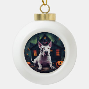Bull Terrier pompoenen Halloween eng Keramische Bal Ornament