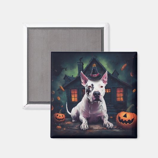 Bull Terrier pompoenen Halloween eng Magneet (Voorkant / Achterkant)