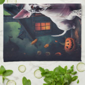 Bull Terrier pompoenen Halloween eng Theedoek (Gevouwen)