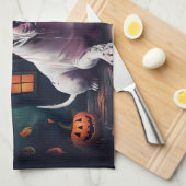 Bull Terrier pompoenen Halloween eng Theedoek (Quarter Fold)