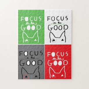 Bull Terrier Pop Art Focus op GOOD quote Postc Legpuzzel