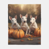 Bull Terrier Puppy Herfst Delight Pompoen Fleece Deken (Voorkant)