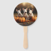 Bull Terrier Puppy Herfst Delight Pompoen Handwaaier (Achterkant)