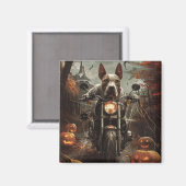 Bull Terrier Rijden Motorfiets Halloween Eng Magneet (Voorkant / Achterkant)