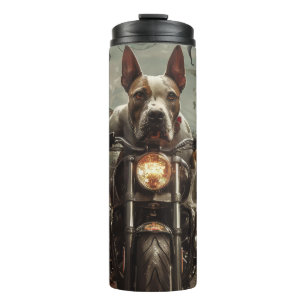 Bull Terrier Rijden Motorfiets Halloween Eng Thermosbeker