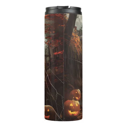 Bull Terrier Rijden Motorfiets Halloween Eng Thermosbeker (Achterkant)