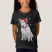 Bull Terrier Santa Sweater Dog Xmas lights Tre T-shirt (Voorkant)