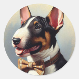  Bull Terrier schilderij portret Ronde Sticker