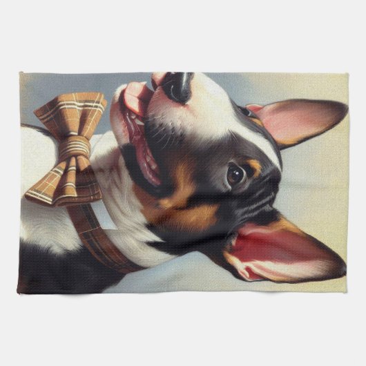 Bull Terrier schilderij portret Theedoek (Horizontaal)