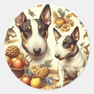  Bull Terrier schilderij Ronde Sticker