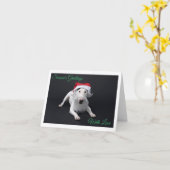 Bull Terrier Sinterklaas Kerst Samengevouwen Wensk Kaart (Gele Bloem)