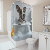 Bull Terrier Sloppy Sleepy Schattige Grappig Douchegordijn (In situ)