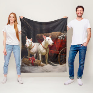 Bull Terrier Sneeuw Sleebalg Kerst Decoratie Fleece Deken