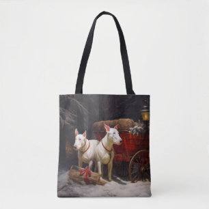 Bull Terrier Snowy Sleigh Kerst Decor Draagtas