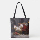 Bull Terrier Snowy Sleigh Kerst Decor Draagtas (Achterkant)