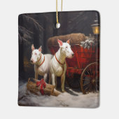 Bull Terrier Snowy Sleigh Kerst Decor Keramisch Ornament (Links)