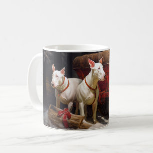 Bull Terrier Snowy Sleigh Kerst Decor Koffiemok