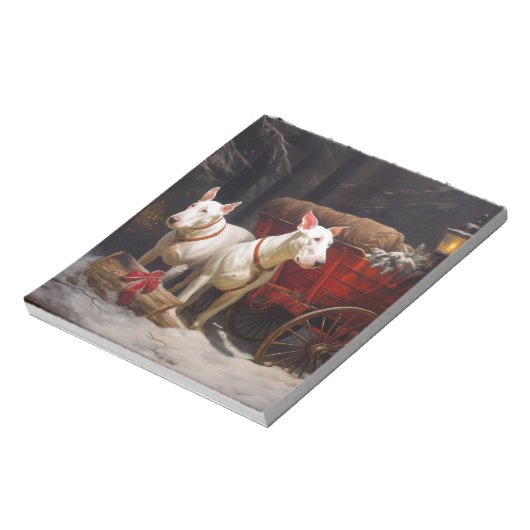 Bull Terrier Snowy Sleigh Kerst Decor Notitieblok (Gedraaid)