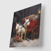 Bull Terrier Snowy Sleigh Kerst Decor Vierkante Klok (Hoek)