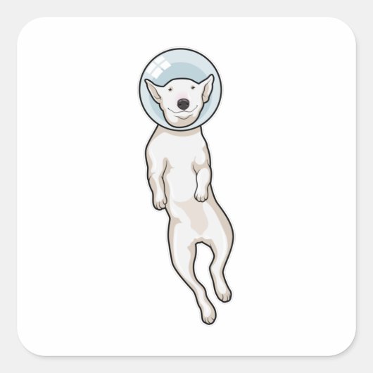 Bull Terrier Space Vierkante Sticker (Voorkant)
