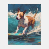 Bull Terrier Strand Surfen Schilderij Fleece Deken (Voorkant)