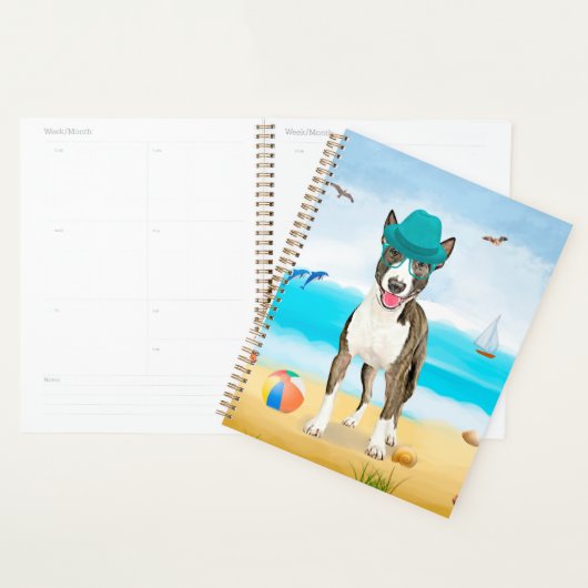 Bull Terrier sur la plage (Devant avec enveloppe)