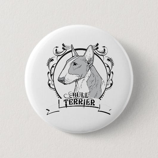 Bull Terrier T-shirt Ronde Button 5,7 Cm (Voorkant)